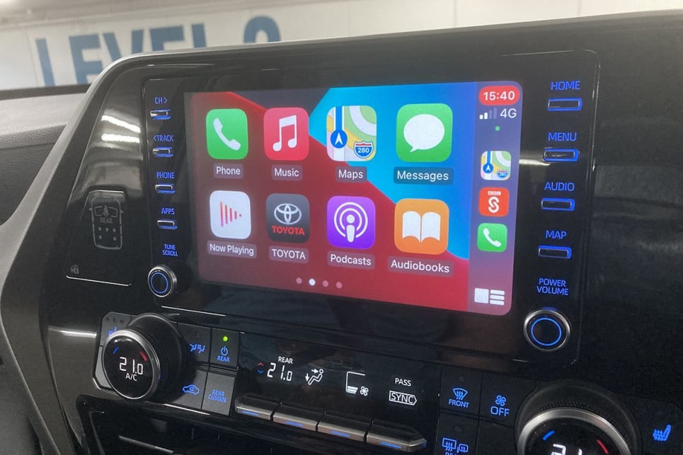 The 8.0-inch touchscreen multimedia system features Apple CarPlay and Android Auto. (image credit: Byron Mathioudakis)