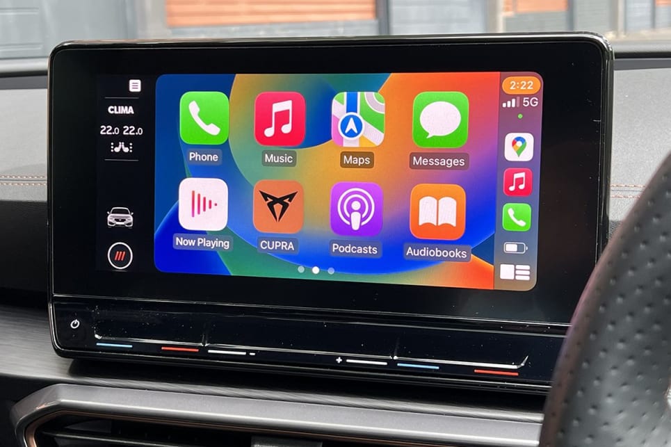 Inside is a a 12.0-inch touchscreen with Apple CarPlay and Android Auto. (Image: Matt Campbell)