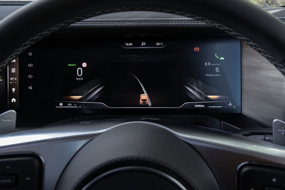 Behind the steering wheel is a 12.3-inch fully digital instrument cluster.