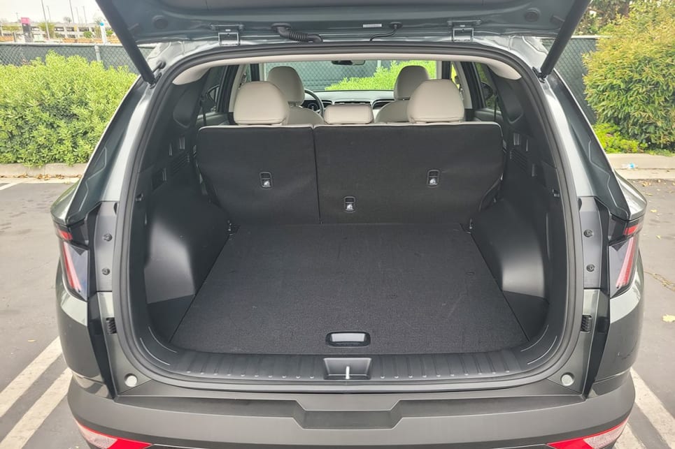 The boot capacity is the same in both the petrol and hybrid Tucson in US specification, which means it should translate to the same 539-litres offered here. (Image: Stephen Ottley)