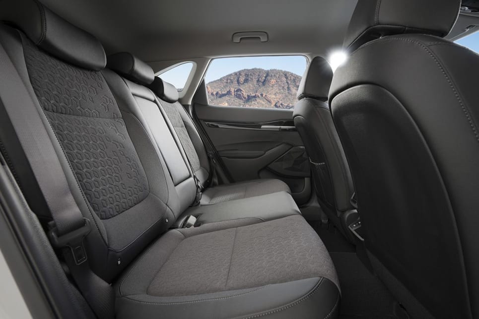 Inside the Seltos Sport+ grade is synthetic leather upholstery. 
