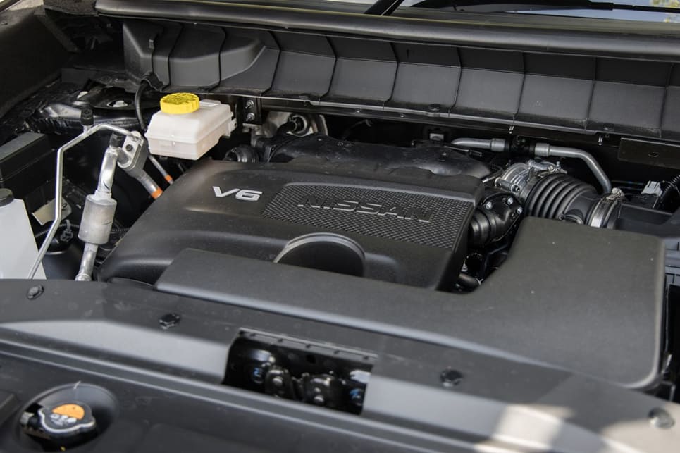 Under the Pathfinder's bonnet is a 3.5-litre V6 petrol engine. (Image: Glen Sullivan)