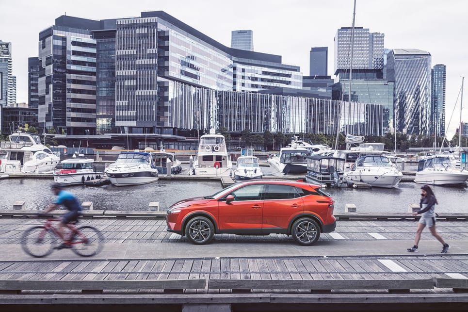 The Qashqai's safety features include AEB with pedestrian, cyclist and junction detection.