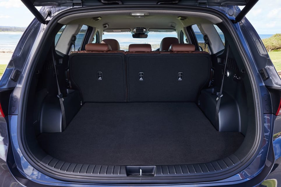 With the third row seats folded down, there is 571 litres of cargo capacity. 