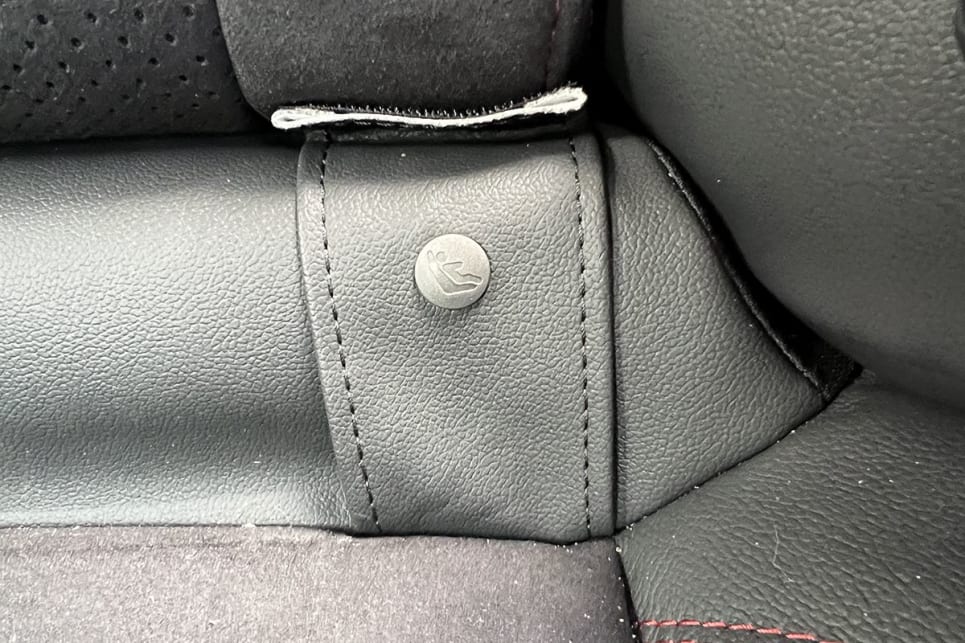 The WRX has a really poorly finished velcro cover for the ISOFIX points. (Image: Matt Campbell)