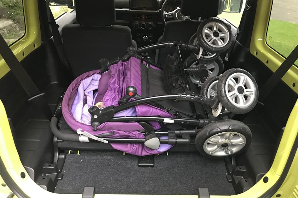 With the rear seats folded down, there is easily enough space for bulky objects to be stored in the Jimny. (Image: James Cleary)