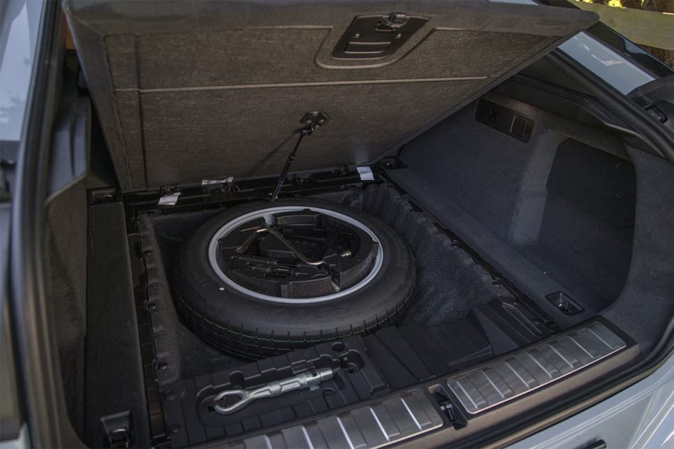 You get a temporary spare tyre underneath the floor and it’s cool how the floor has a gas strut, which makes the area much easier to access. (Image: Glen Sullivan)