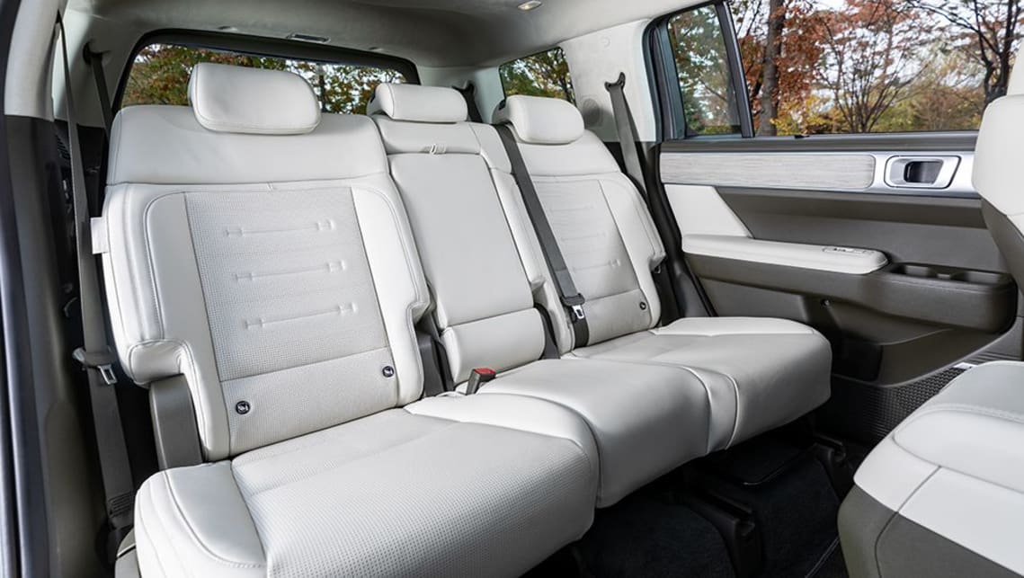Everyone gets a little more than a metre of headroom, save for the third row’s 958mm, while legroom is 1052mm in the front seats, 1075mm for the second row, and 761mm in the rear.