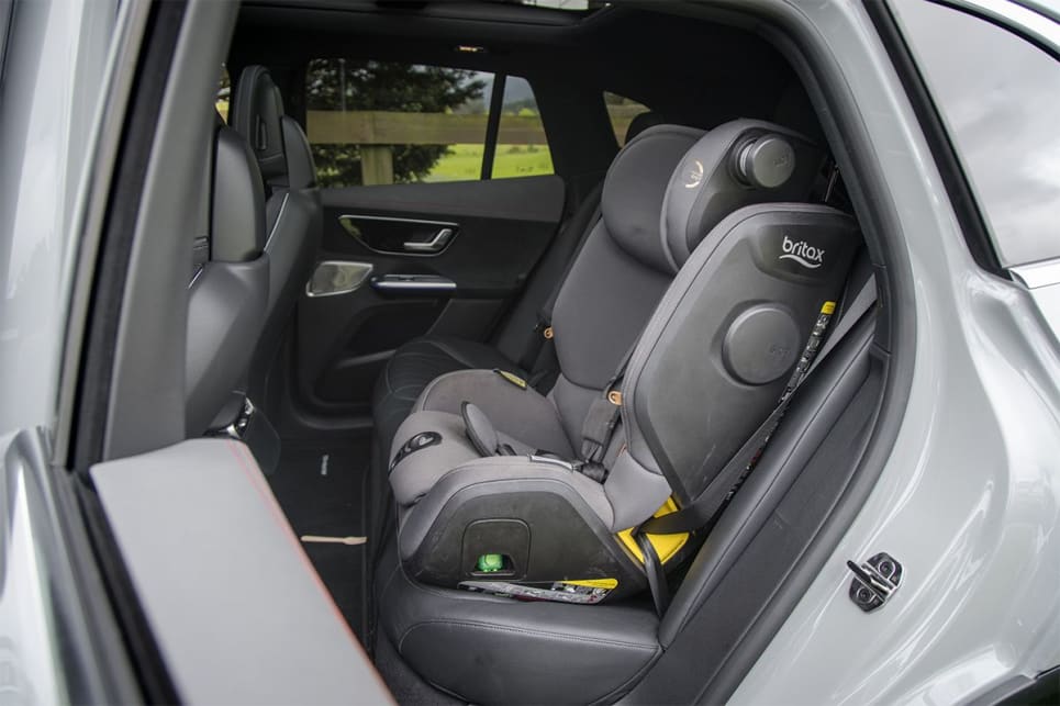 The back seat gets two map pockets, two retractable cupholders and a thin device holder but even without a phone cover on, it’s too tight to be truly useful. (Image: Glen Sullivan)
