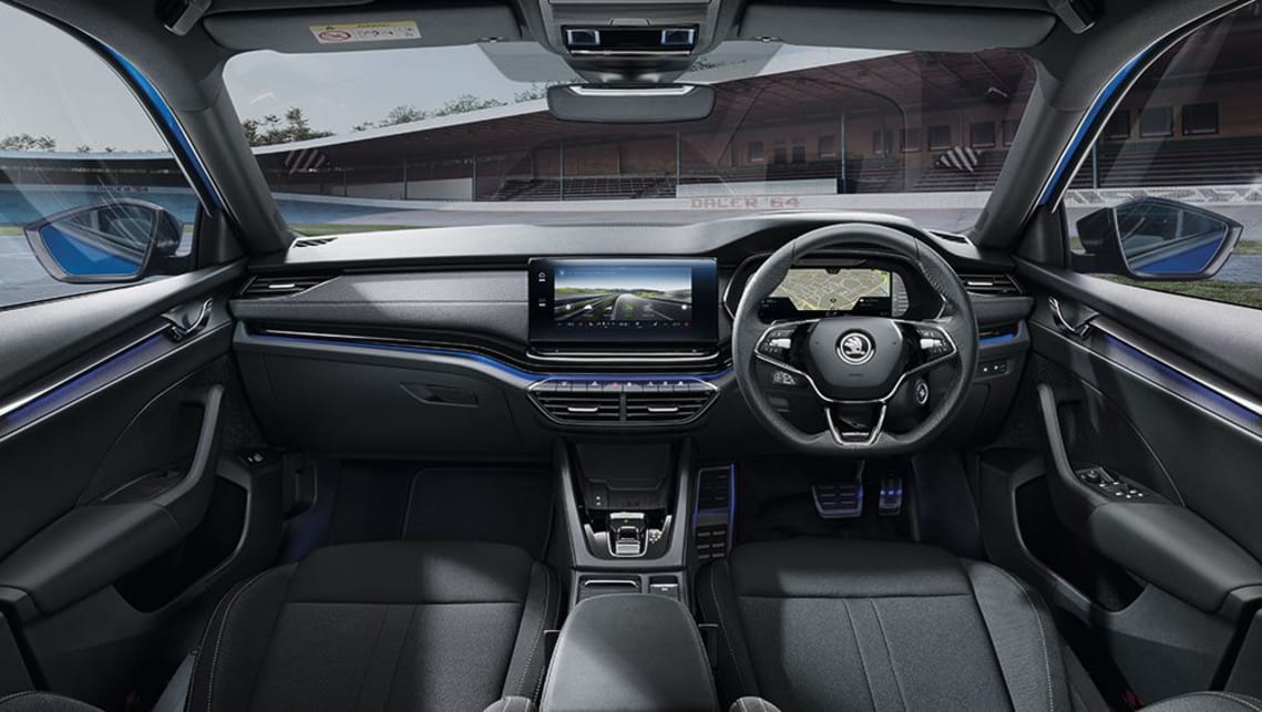 Inside, a flat-bottom steering wheel ups the sporty vibe, along with sport-style seats and aluminium pedals.