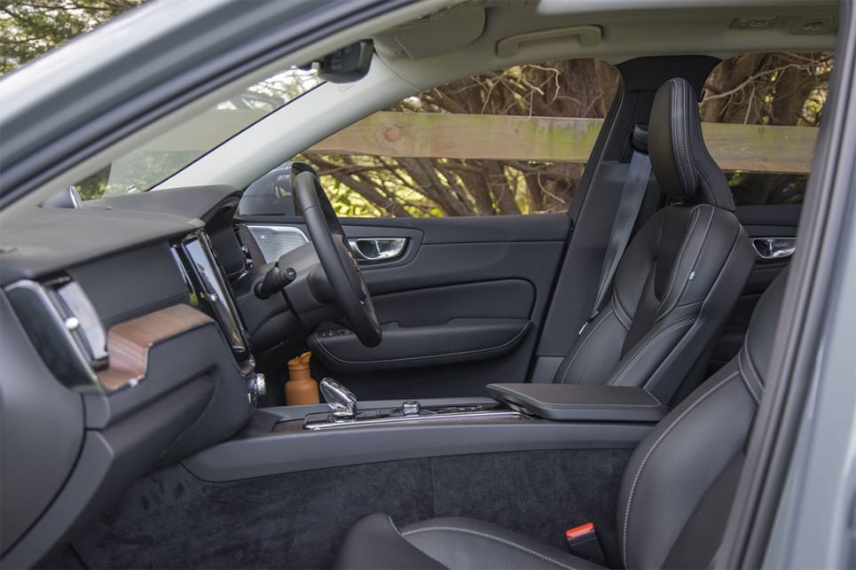 Even on the base model, the front seats are electric and feature electrically adjustable lumbar support, under-thigh support and side-bolsters. (Image: Glen Sullivan)