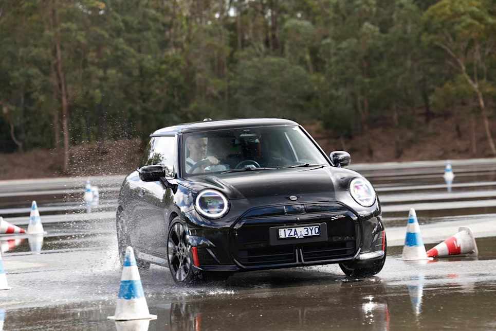 2025 Mini Electric JCW on the skid pan