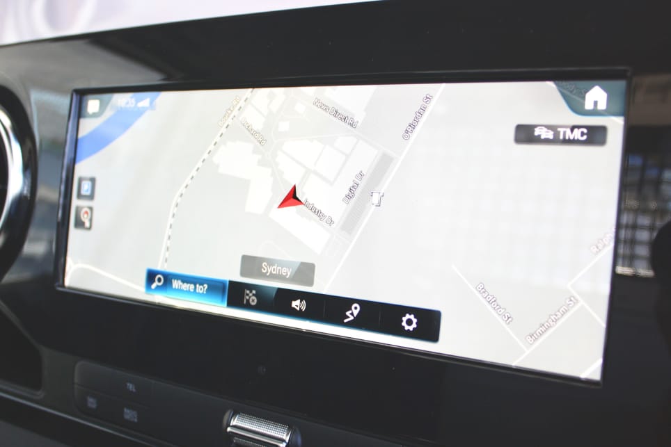 The sat nav equipped 10.25-inch MBUX media screen dominates the middle part of the cabin with its crisp display and big colours.