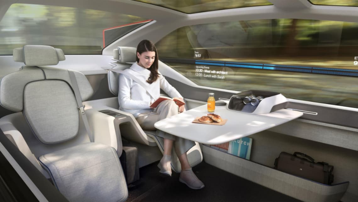 The 360c concept previews the kinds of interior treatments available when you don't have to worry about driving.
