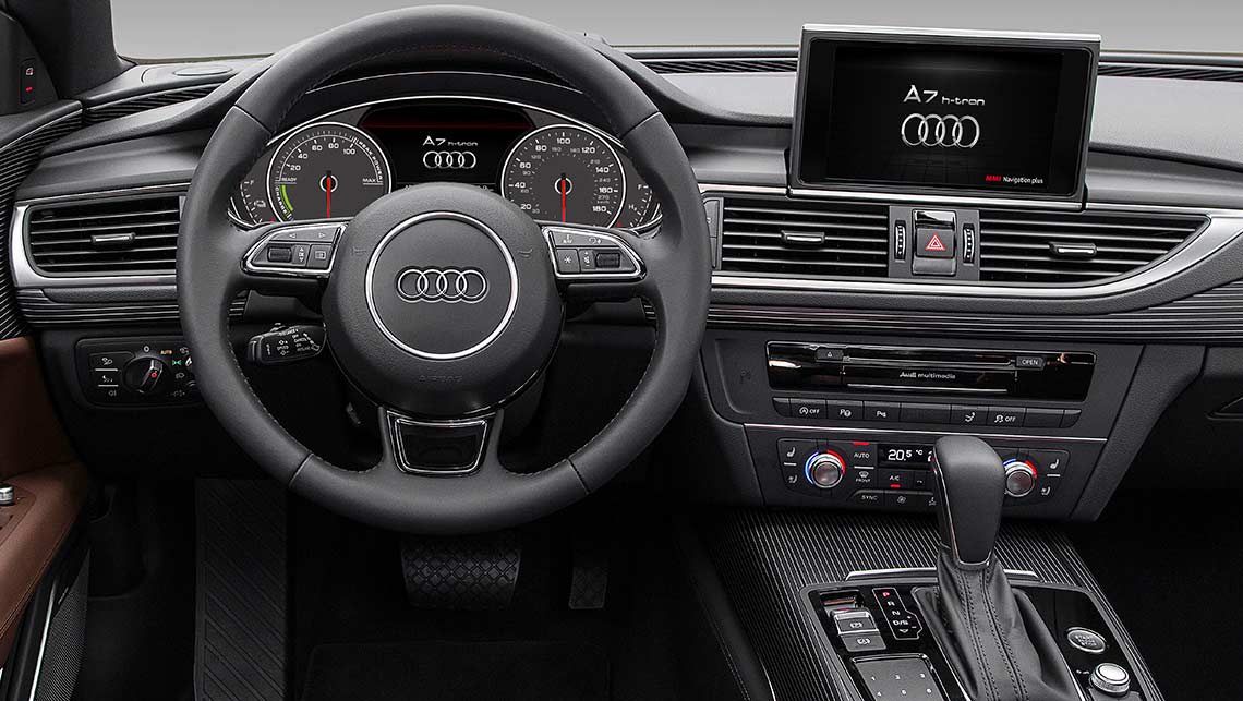 A sneak peak inside Audi's A7 h-tron Sportback cabin.