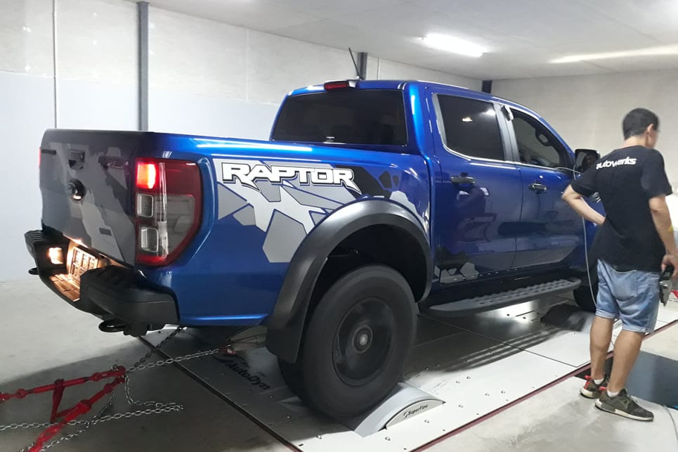 The first Thai-delivered Ford Ranger Raptor is on the dyno.
