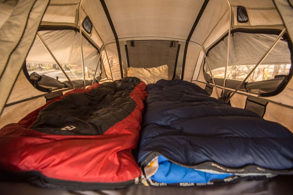 If you only need a simple shelter for sleeping and prefer to do a lot of living outside, a rooftop tent’s a great option. The Feldon Shelter one of the best models on the market. Image by Brendan Batty/campertrailerreview.com.au