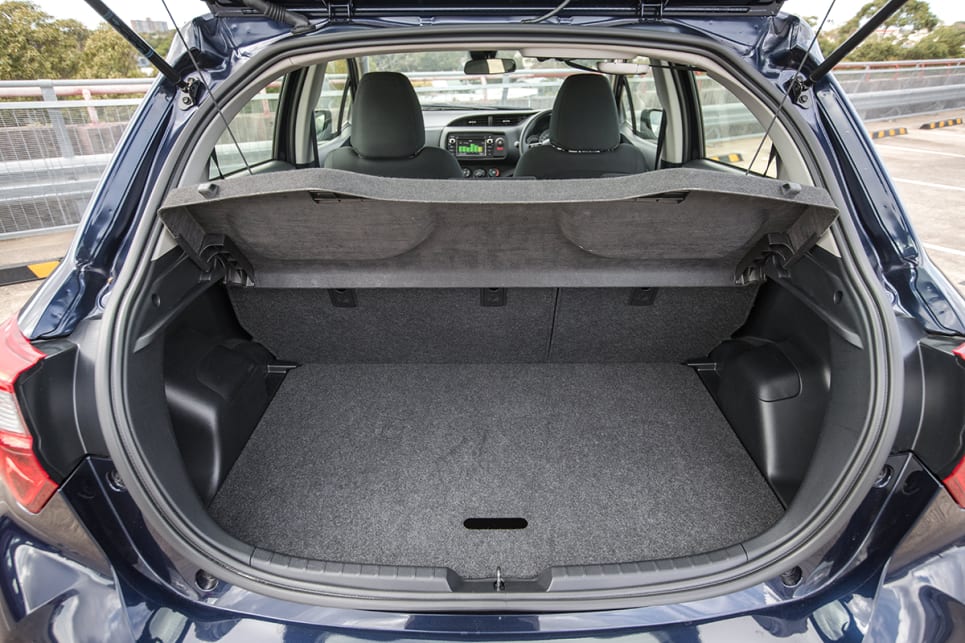 The Yaris, like the Polo, has a removable dual-level liner sections to increase space.