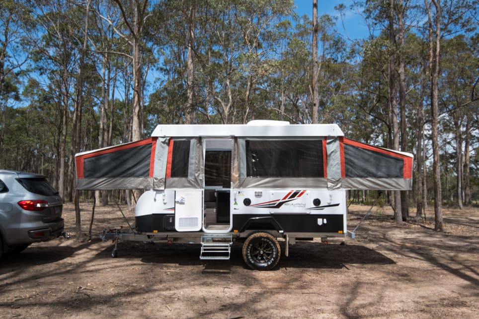 The biggest Jayco camper trailer is perfect for families who want to spread out and for dads who don’t want to tow a giant caravan. Images by Brendan Batty.