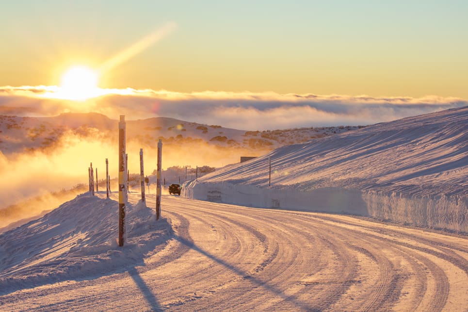 ... but alpine roads can quickly turn to this. (image credit: Mt Hotham Ski Company)