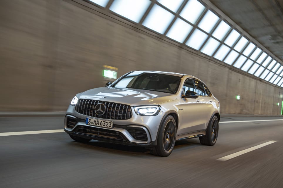 The Mercedes-AMG GLC 63 S had re-styled LED headlights (coupe body).
