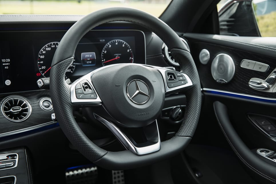 The usual puzzling array of instrument stalks behind the wheel will bedevil those who haven't driven a Merc before.