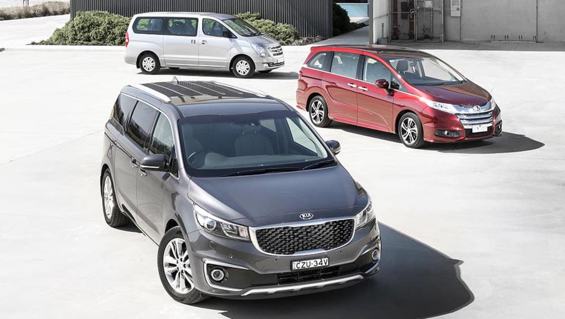 People-mover comparison - Honda Odyssey, Kia Carnival and Hyundai iMax.