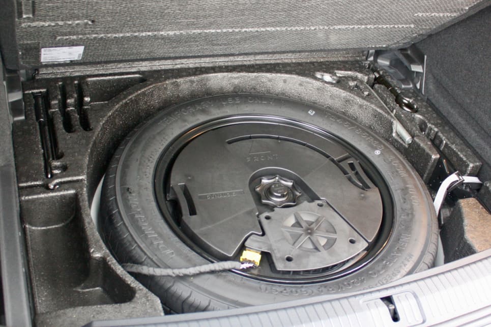 There’s a space-saver spare with tool kit under the boot floor of all Tiguans.
