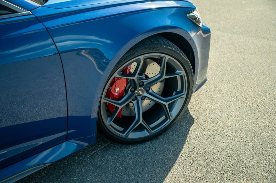 Performance brakes feature alongside an aggressive Continental SportContact 7 tyre package. (Image: Tom White)