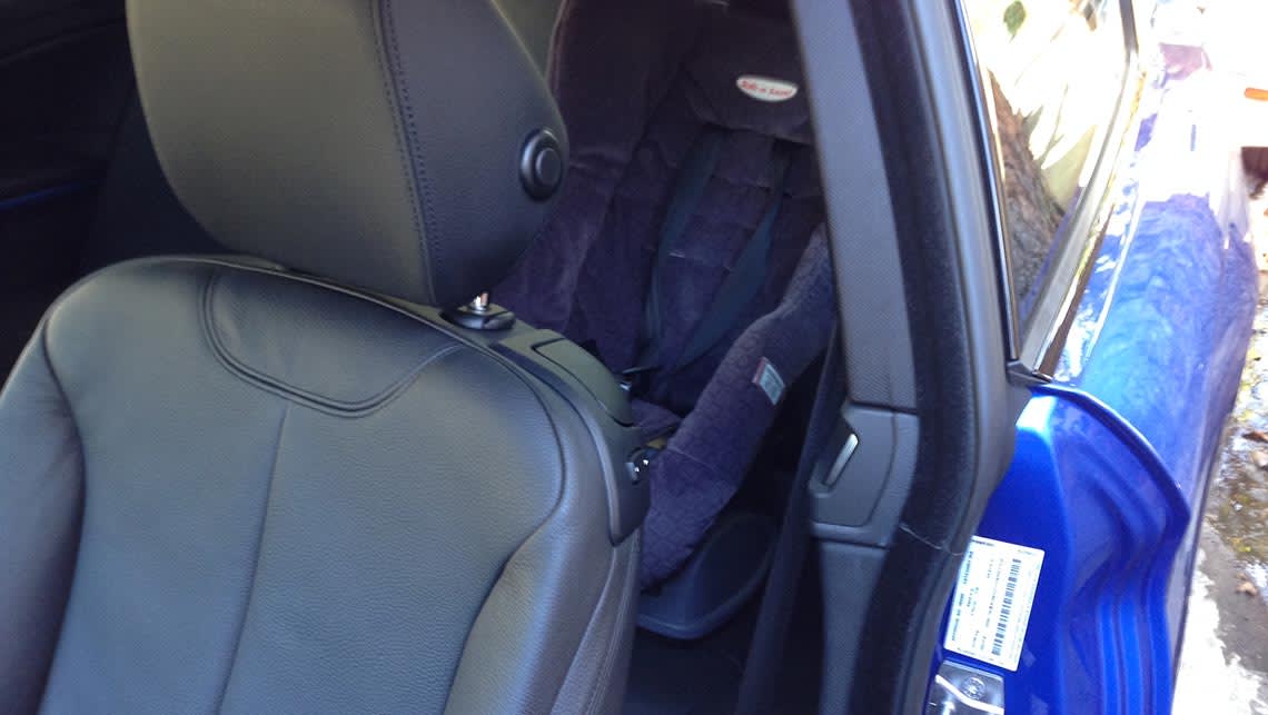 BMW 428i with child seat. 