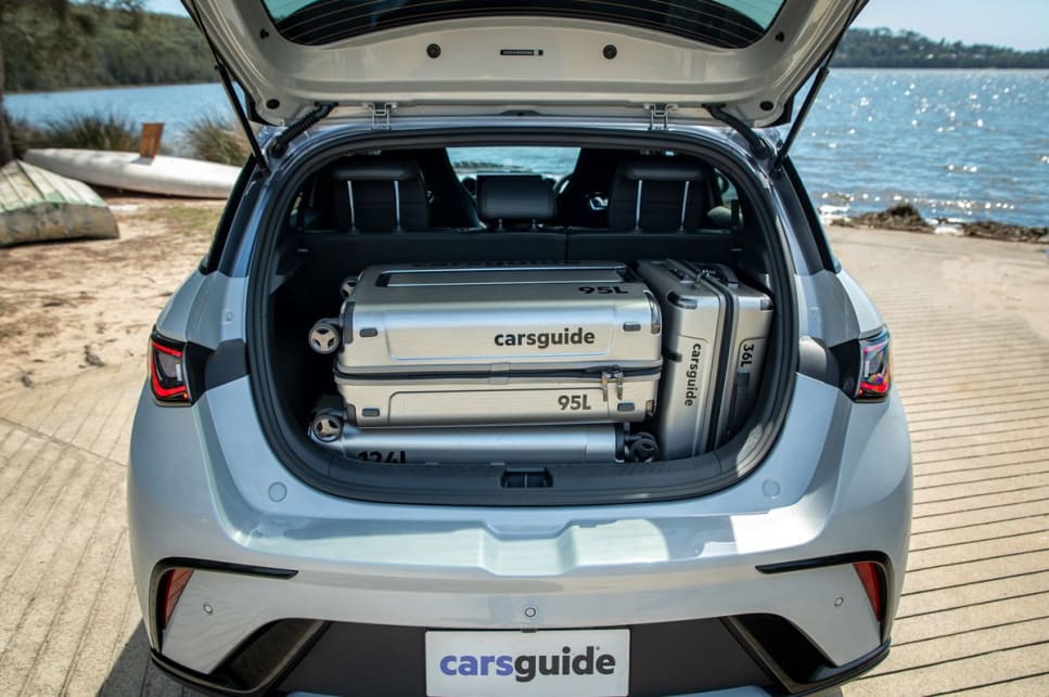 The three-piece CarsGuide luggage set fit into the Dolphin's boot. (Image: Tom White)