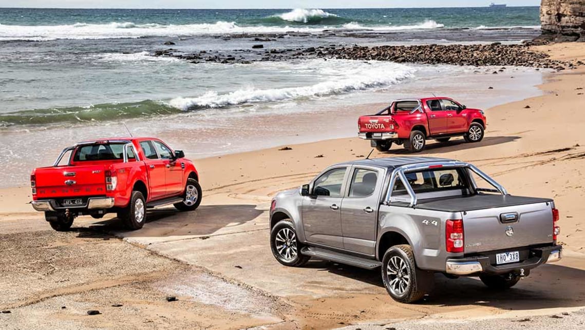 Holden Colorado Ltz Vs Ford Ranger Xlt Vs Toyota Hilux Sr5 2016 Review Comparison Carsguide