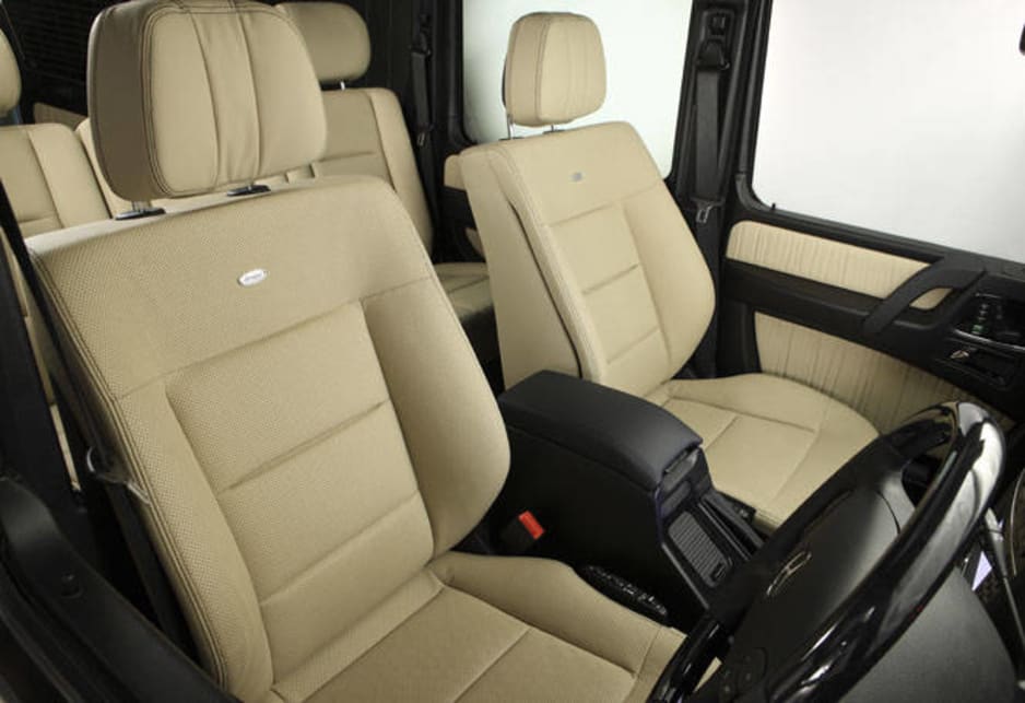 The utilitarian theme continues within. Despite the expected luxury embellishments, the G is all too clearly derived from a 4WD designed to climb Alps...