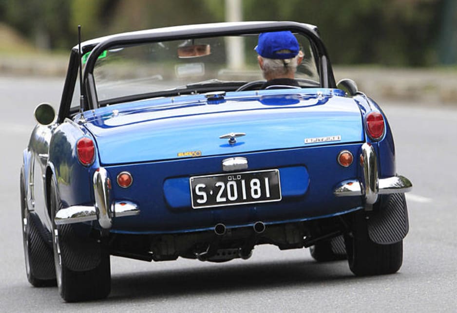 The Triumph Spitfire on the road. 