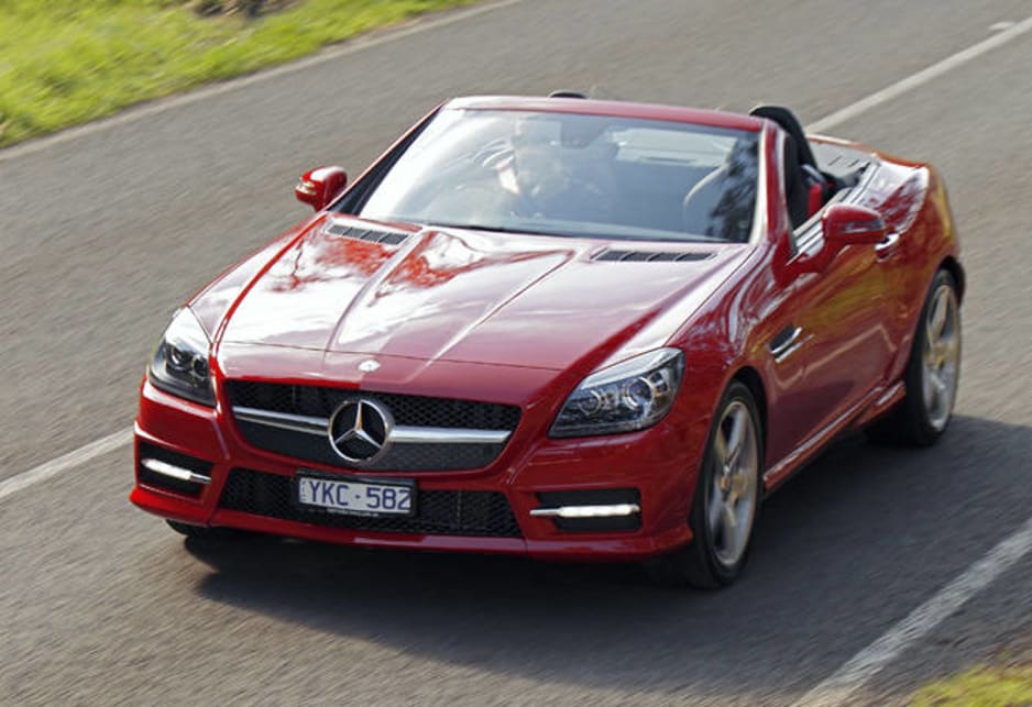 The SLK is basically the same passenger cell but with heavy styling changes to the nose. It picks up the SLS design for the nose and the aluminium bonnet. From behind it looks a lot wider than the outgoing model, yet appearances deceive because the difference is only 33mm.


