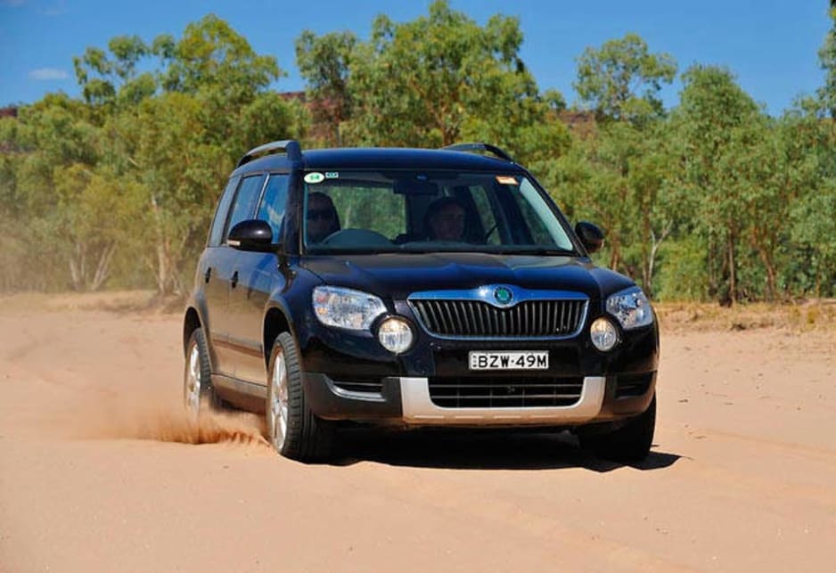 Skoda announces a five-star crash rating. The Yeti comes standard with loads of safety it as standard, including seven airbags, electronic stability control, brake assist and hill start assist. The AWD gets an “off road package’’ with specially tuned ABS brakes and ESC for dirt roads, plus hill descent and a refined hill holder system.