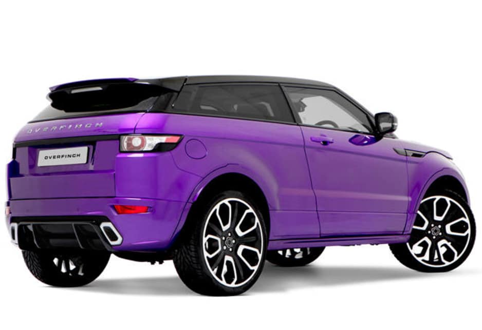 The Range Rover Evoque 2012 GTS gets exterior treatment in a psychedelic hue of purple, 22-in diamond-turned wheels, sculpted body accents, white leather interior and some tastes of Overfinch’s bespoking capability.