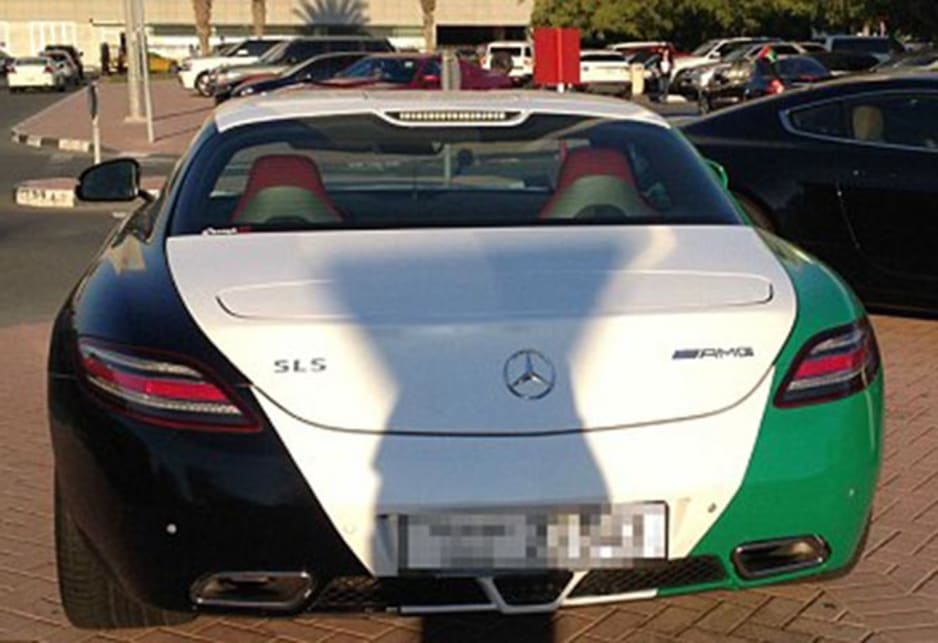  Mercedes-Benz SLS AMG in the carpark of the American University of Dubai. Image credit: Meeka Nasser