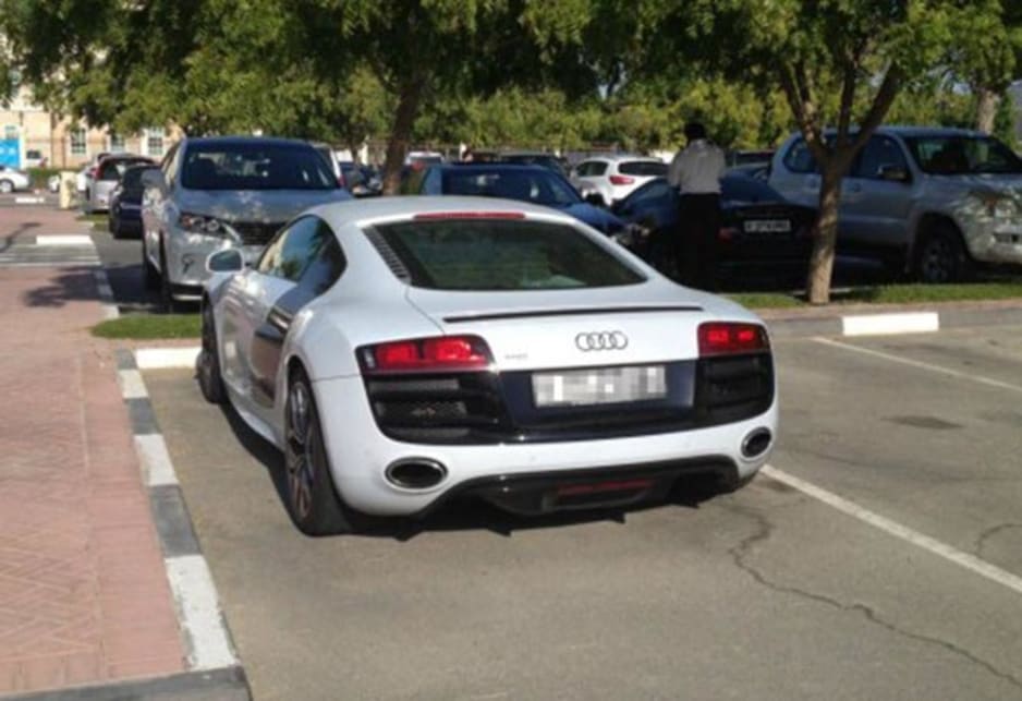 Audi R8 V10 in the carpark of the American University of Dubai. Image credit: Meeka Nasser