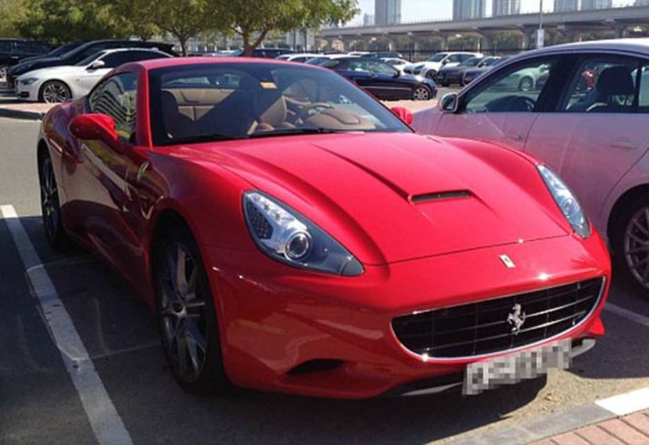  Ferrari California in the carpark of the American University of Dubai. Image credit: Meeka Nasser