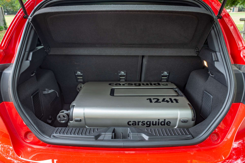 The boot held our largest 124L CarsGuide travel case with ease.