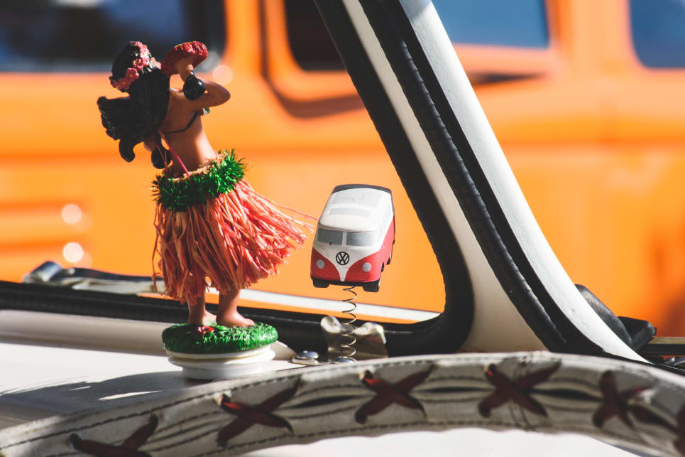 As to trinkets. This red van had a mini-me on the dash. (image credit: Tom White)