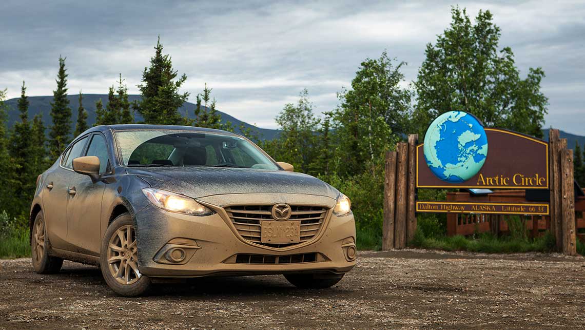 2014 Mazda3 taking on the wilds of Alaska.