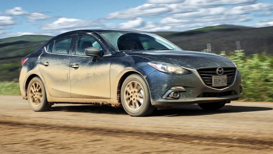 2014 Mazda3 taking on the wilds of Alaska.