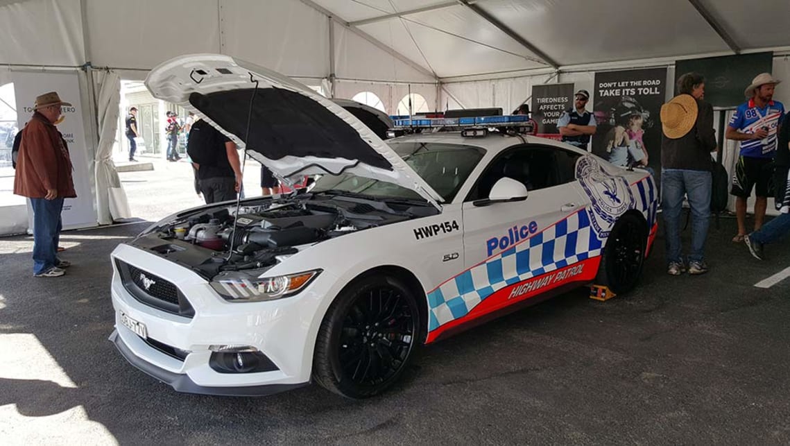A mustang in Police livery at Bathurst.