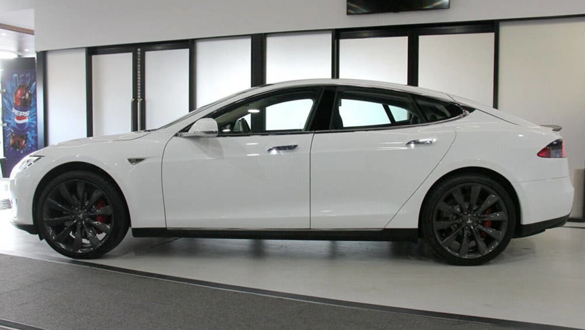 A 2014 Tesla Model S P85 Plus.