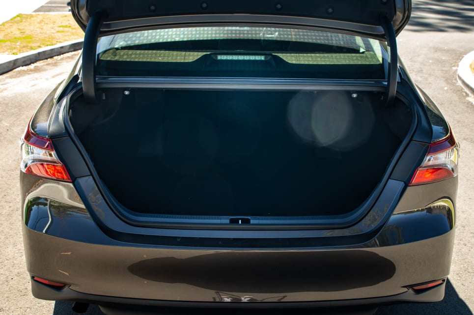 The Camry offers a 524-litre (VDA) boot space, which is larger than some mid-size SUVs. (Ascent hybrid pictured)