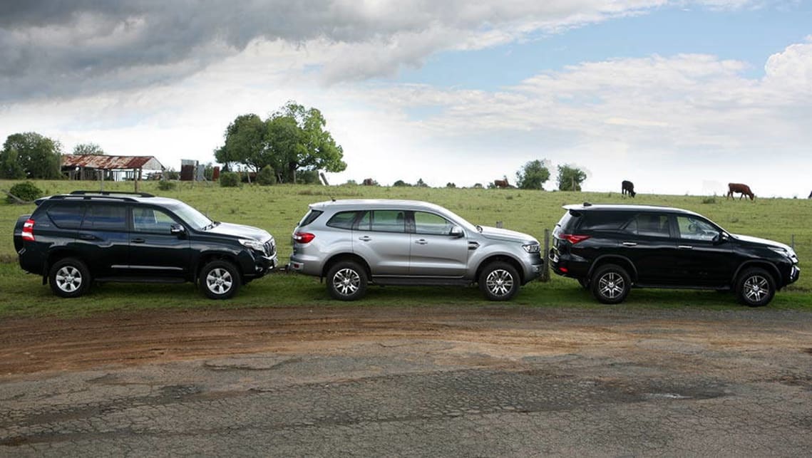 2015 Ford Everest, Toyota Fortuner and Toyota LandCruiser Prado
