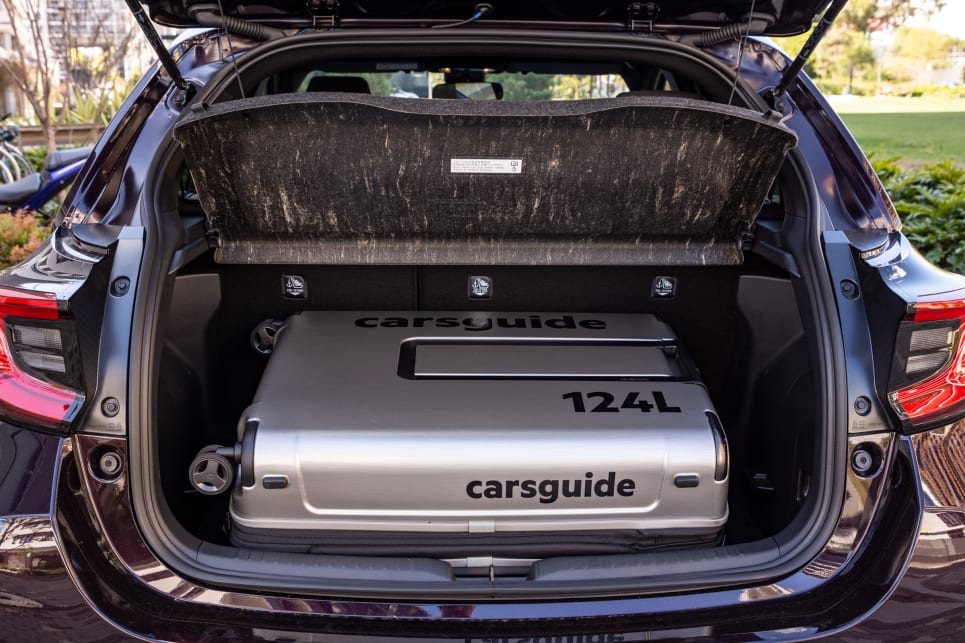 It easily consumes our largest 124L CarsGuide travel case with a little room to spare.