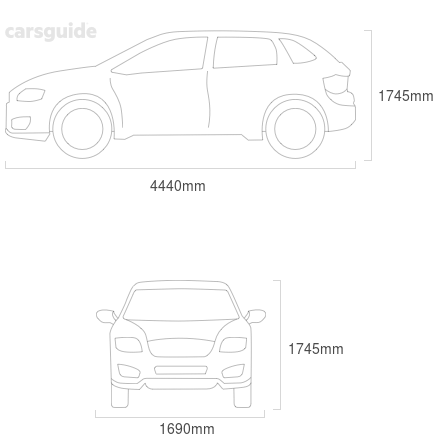 Dimensions for the Toyota 4 Runner 1989 Dimensions  include 1745mm height, 1690mm width, 4440mm length.